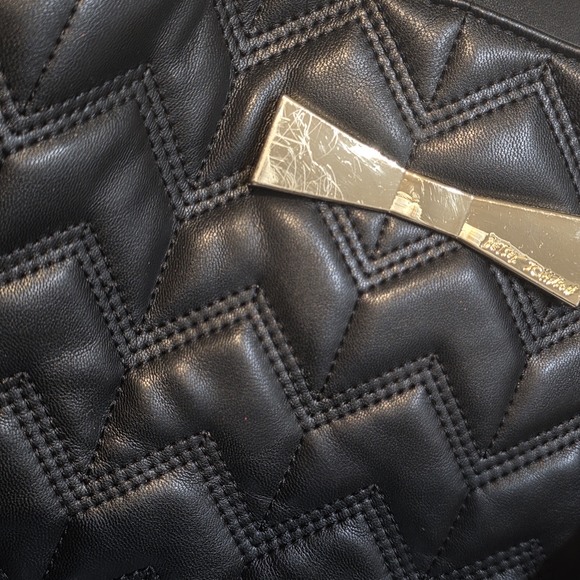 Betsey Johnson Black Quilted Shoulder Bag with Floral Accent - Picture 2 of 10